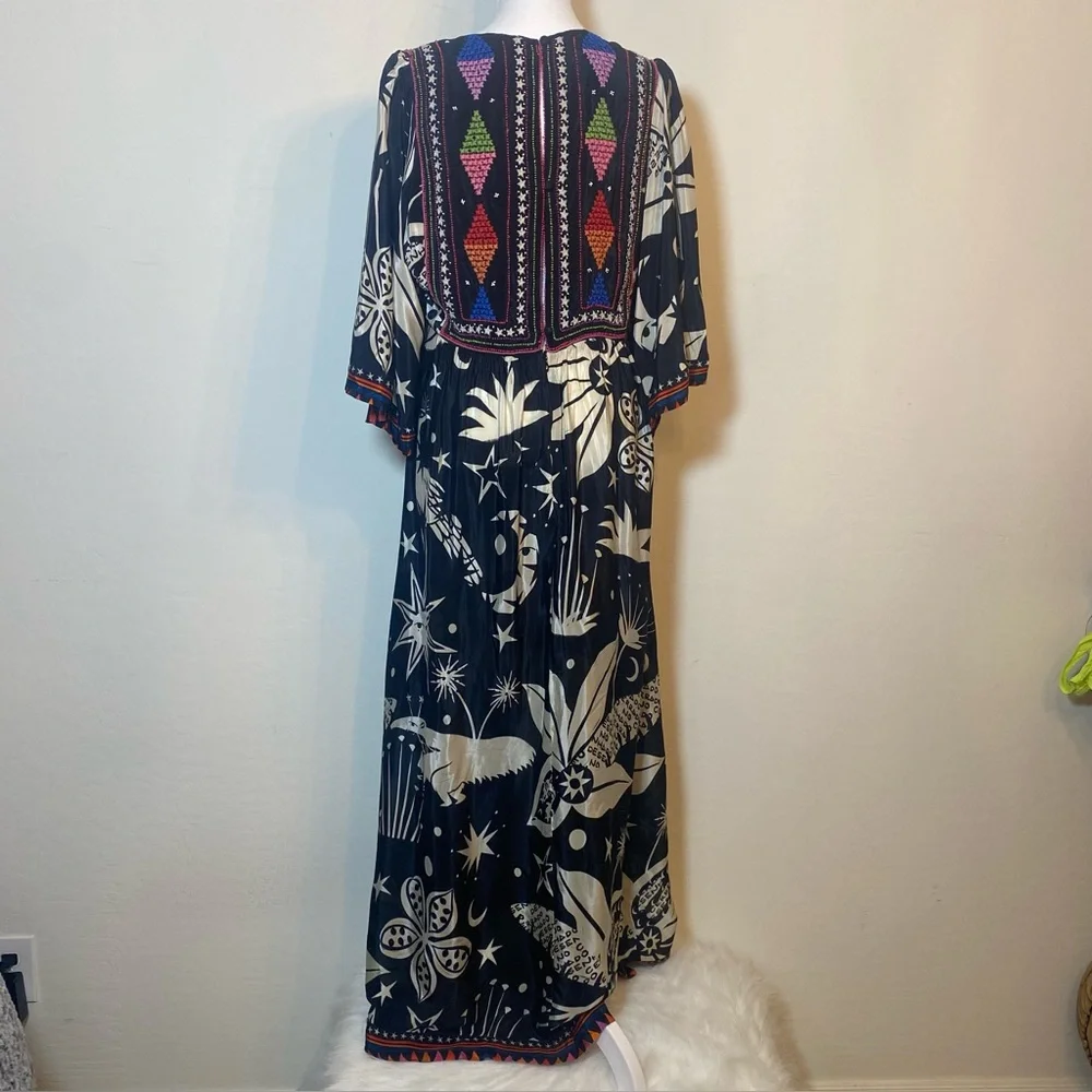 FARM Rio Black and White Cerrado Sky Maxi Dress Mid. Sz L NWT - Picture 4 of 12